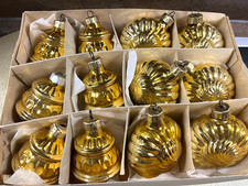 DDR-Christbaumschmuck Schnecken und Laternen Glas gold,, z.T.  Prägung GDR. TOP!