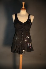 DESIGUAL Sommertop Damen schwarz mit zahlreichen Details, Größe S