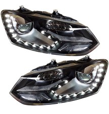 SCHEINWERFER für VOLKSWAGEN VW POLO 6R 6C 09-17 schwarz SET links rechts H7