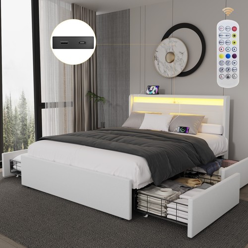 Weiches lederbett mit stauraum - weiches,