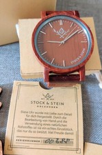 Stock & Stein Set Holzuhr Ø41mm Rosenholz Armbanduhr Herren NEU 