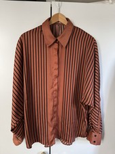 Mango S Gestreifte Rost Schwarz Satin Bluse Tunika