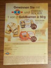 Seltene Werbung Ferrero ROCHER & KÜSSCHEN K+K Goldbarren Promo 2018
