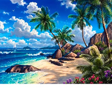 Tropisches 5D Diamond Painting Set: Strandzauber 40x30 cm, ohne Bilderrahmen