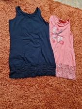 2x Damen Spitzen Shirt Größe M L 42 44 46 orange-lachs und Schwarz