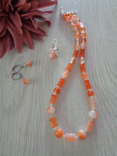 Schmuckset orange weiß - schmuckset, unikat