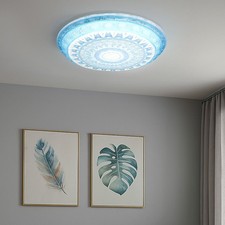 Deckenleuchte Wohnzimmerlampe Flurleuchte LED Antik blau bunt CCT rund D 39 cm