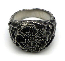 Wikinger Siegelring  Vegvisir Kompass aus Edelstahl Silber Nordic Runen Ring NEU