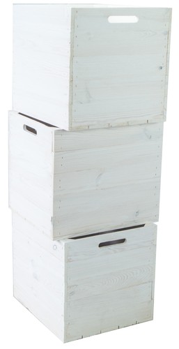 3er set holzkiste weiß - 3er,