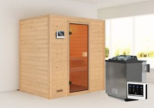 Sauna Massivholzsauna Innensauna Valida 2 inkl. 4,5 kW Bio-Ofen ext Strg. Karibu