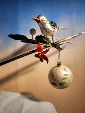 Vogel Zum Anklemmen -  Alt- mit Zweig und Kugel- Sammler Christbaumschmuck