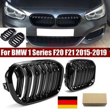 für BMW 1er F20 F21 ab 2015 2x Nieren Grill Kühlergrill GLANZ Doppelsteg SCHWARZ