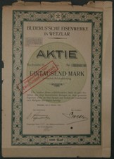 Buderus'sche Eisenwerke, Wetzlar 1923 1000 Mark