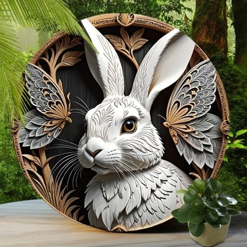 Blechschild rund kaninchen - blechschild,