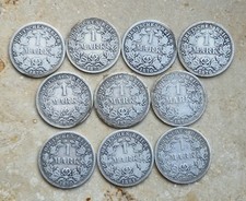 1 Mark Lot 10x 1875-1882 Deutsches Reich 