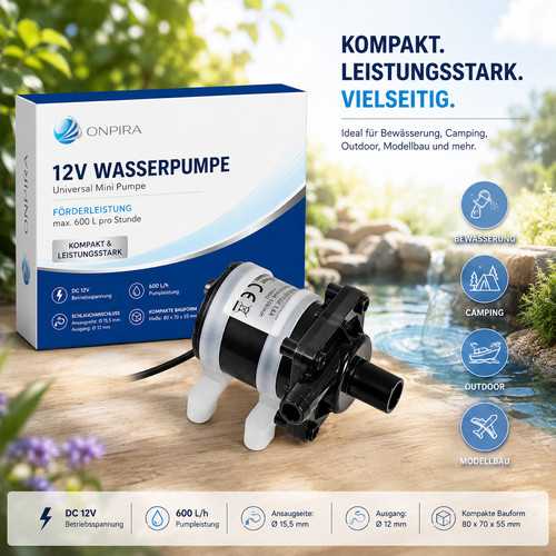 Mini wasserpumpe 600l 12v - mini, 600l/h