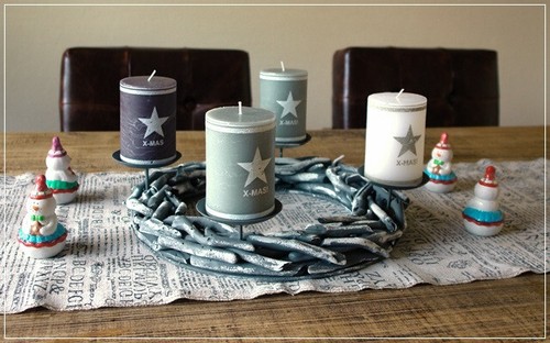 Adventskranz treibholz grau - adventskranz,
