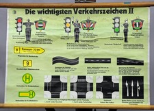 Schulwandkarte Lehrtafel Schilder Verkehrszeichen Straße Linie Pfeil Ampel