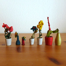 7 x Blumen Blumenvase Blumentopf für Puppenhaus Puppenstube DDR