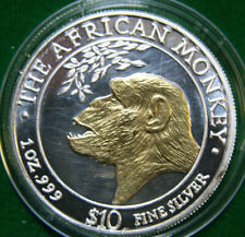 Somalia 10 Dollars 1998 "The African Golden Monkey" #F4712 PP-Proof 1 Oz gildet