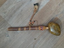 Indianer Friedenspfeife Alt mit Kopf aus Stein kurze Ausführung.