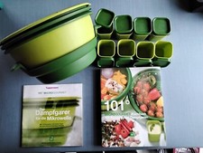 Tupperware 101 Micro Gourmet Dampfgarer + 8 Dosen + Kochbuch neuwertig grün