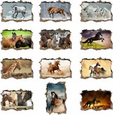 140cm STICKER 3D Wandtattoo Wandbild Pferde Rennen Pferd Tierwelt