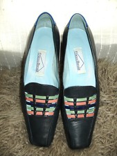 Franco Bonoldi Damen Schuhe Slipper Pumps Halbschuhe Leder dunkelblau Gr. 39,5