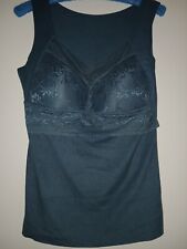 Gr. 42 44 NEU - BH Hemdchen Tank Top Dessous Spitzenbesatz petrol grün 