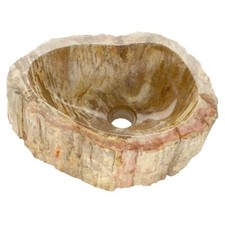 DIVERO Aufsatzwaschbecken "Foresta" Waschschale aus versteinertem Holz bis 50 cm