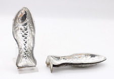 4x Alte Backformen Förmchen Kekse Metall Fisch Motiv Vintage 12,5 x 4,5 cm