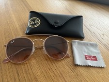 Sonnenbrille Ray Ban Round Double Bridge, RB3647N, Roségold mit braunen Gläsern