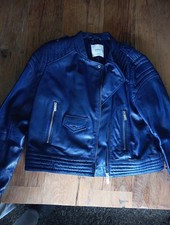Damen Jacke Leder Blau