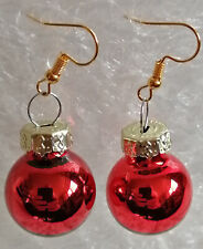 Ohrringe Weihnachten Christbaumkugel ECHT GLAS ROT Größe 2 cm gold Ohrhaken