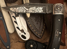 HERBERTZ EXCLUSIV  TASCHENMESSER DAMASTKLINGE mit GRAVUR GREIFVOGEL EDEL