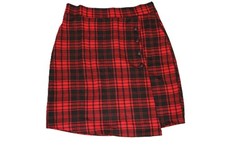 Schicker Damen Rock Wickeloptik Gr.42 Kariert Toll mit Stiefel Rot - Schwarz