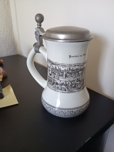 Alter bierkrug mit zinndeckel - alter,