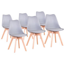 6er Set Esszimmerstühle Esszimmerstuhl Design Stuhl Küchenstuhl PU-Kissen Grau