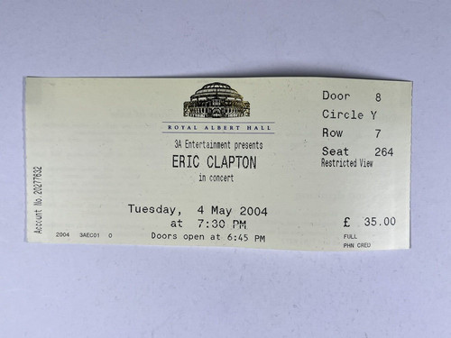 Eric clapton ticket - clapton, royal