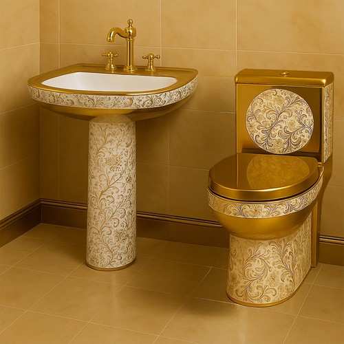 Goldene toilette exklusive - toilette,