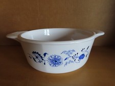 Auflaufform Mikrowellengeschirr OHNE Deckel rund blaues Muster ca. 16,5cm Ø/ Cor