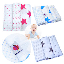 Mullwindeln Stars 80x80 cm 3er Set, Baby Spucktücher, ver. Farb-Set Babymajawelt