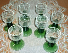sehr schöne Likörgläser, 8 Stück Vintage, Schnapsgläser, grüner  Stiel