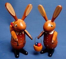 Großfiguren Osterhasenpaar lasiert 32cm groß Erzgebirge Hasen-Paar Osterhasen