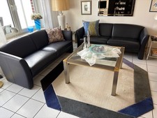 Ledercouchgarnitur Brühl & Sippold Leder dunkelblau (2 x Zweiercouch)