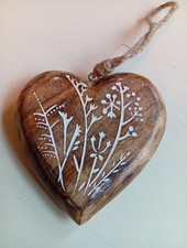 Herz Holz Deko 11.5 cm braun weiß