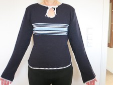 Pullover blau gestreift retro