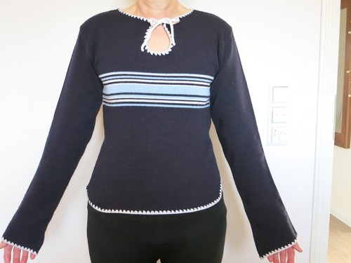 Pullover blau gestreift retro
