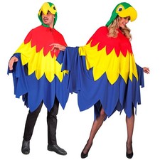 Kostüm Papagei Überwurf mit Kapuze Einheitsgröße Fasching Karneval