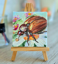 Maikäfer Ölbild 7x7 cm